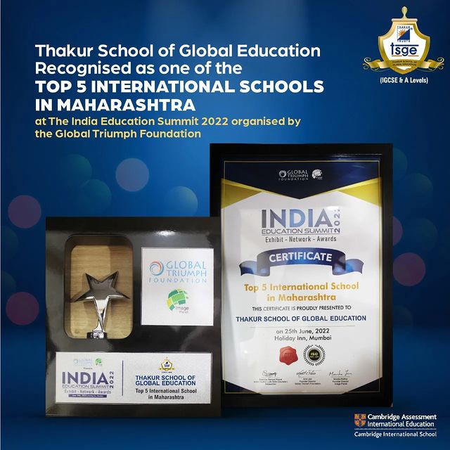 Thakur School of Global Education was titled one of the TOP 5 INTERNATIONAL SCHOOLS IN MAHARASHTRA