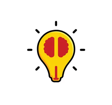 Light bulb with brain in it represents prudent
