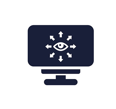 Computer monitor with eye in between represent being vigilant